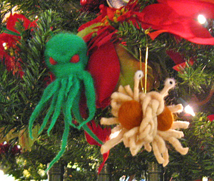 Flying Spaghetti Monster & Cthuthlu Christmas Tree Ornaments